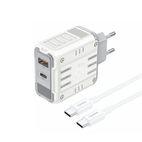 Foneng GaN30 USB A+C 2-Port GaN  Fast Charger - 65W | With Type-C To Type-C Cable