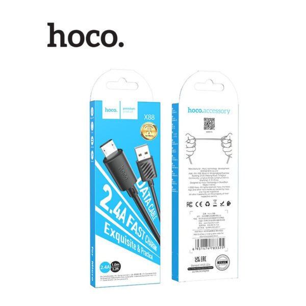 hoco X88 USB to Micro Fast Charging Data Cable 2.4A 1m - Image 2
