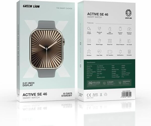 Green Lion Active SE 46 Smart Watch - Silver - Image 2