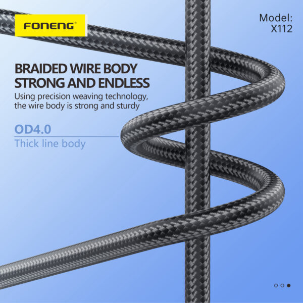 Foneng X112 1M Metal Head Braided Fast Charging Cable - Type-C - Image 3