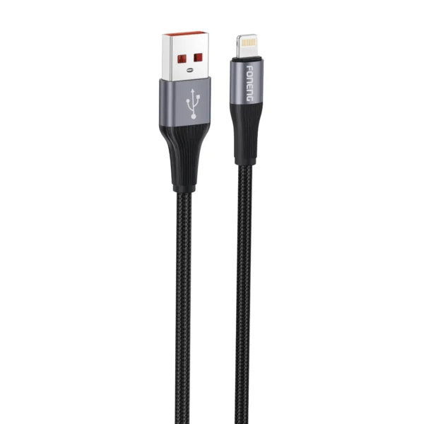 Foneng X112 1M Metal Head Braided Fast Charging Cable - Lightning 2.4A