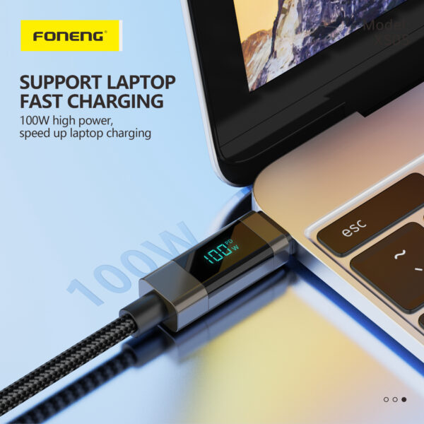 Foneng XS05 1.2M Power Display Braided Fast Charging Data Cable (100W) - Type-C - Image 4