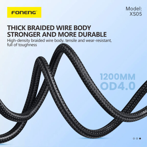 Foneng XS05 1.2M Power Display Braided Fast Charging Data Cable (100W) - Type-C - Image 5