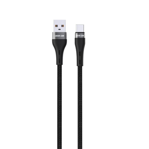 Green Lion USB-A to USB-C Braided Cable - 15W - Black