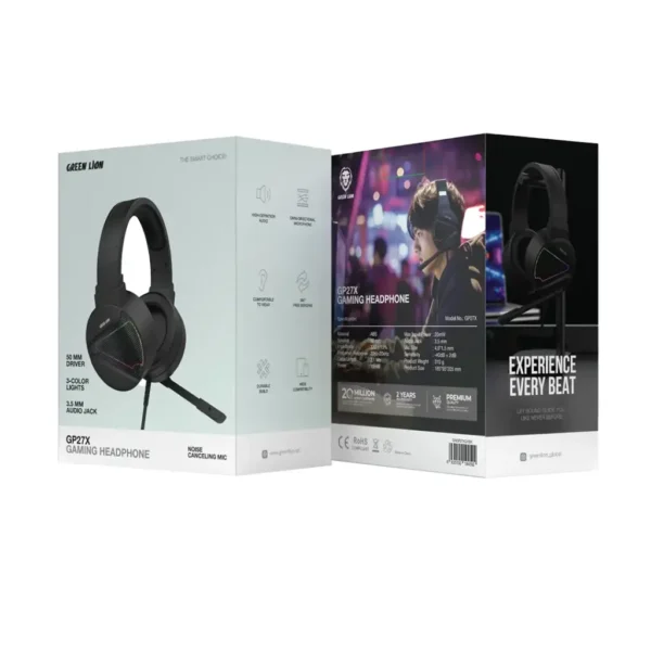 Green Lion GP27X Gaming Headphone - Black - Image 2