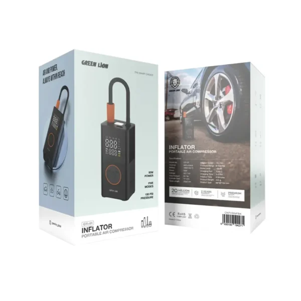 Green Lion GTI-01 Inflator Portable Air Compressor - Black - Image 2