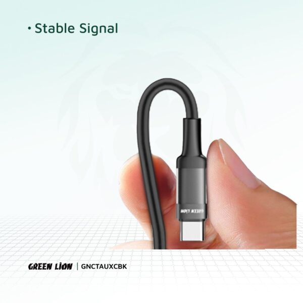 Green Lion USB-C to AUX Braided Cable 1M - Black - Image 5