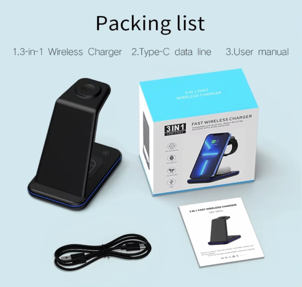 3-in-1 Wireless Charger Stand -15 w - Image 3