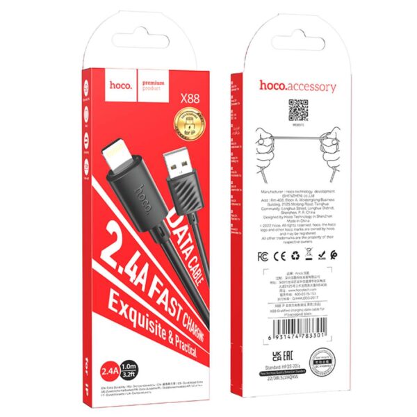 hoco X88 USB to Lightning - Fast Charging Data Cable 2.4A 1m - Image 2