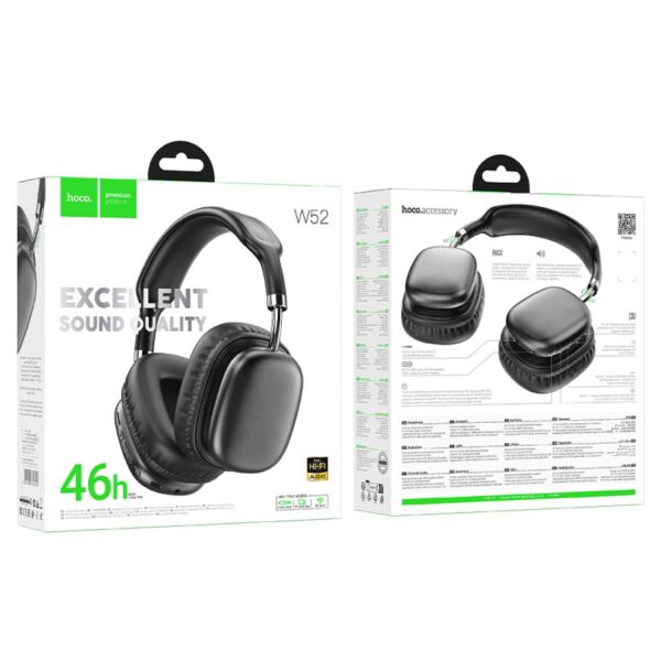 hoco W52 Wireless Headphone (BT v5.4) Supports AUX Mode - Black, Sliver, White - Image 4