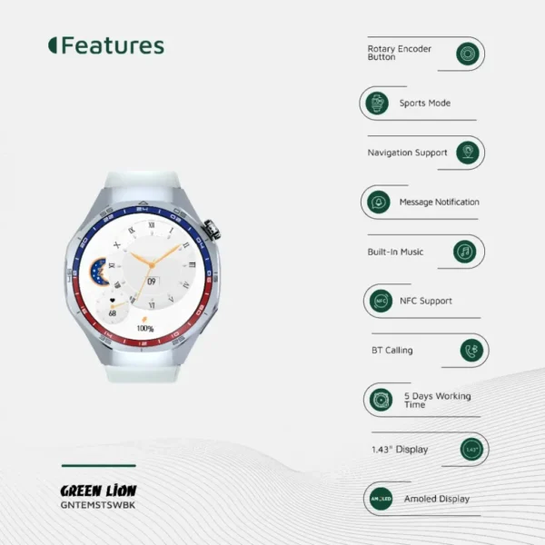Green Lion Tech Master Smart Watch - AMOLED - Silver - Image 2