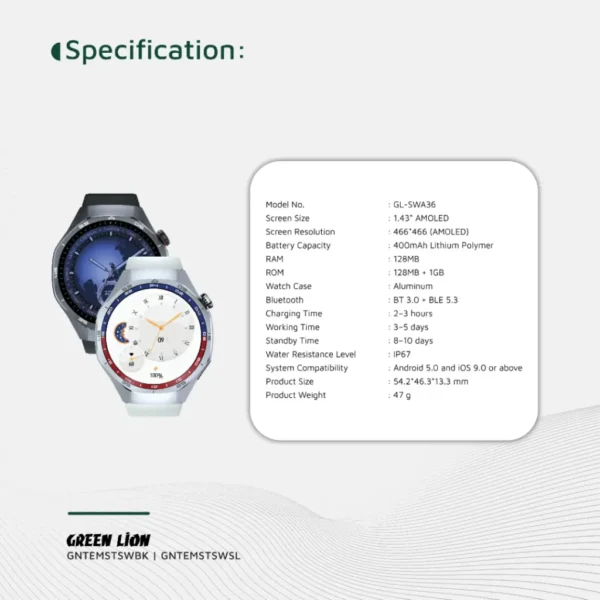 Green Lion Tech Master Smart Watch - AMOLED - Silver - Image 11