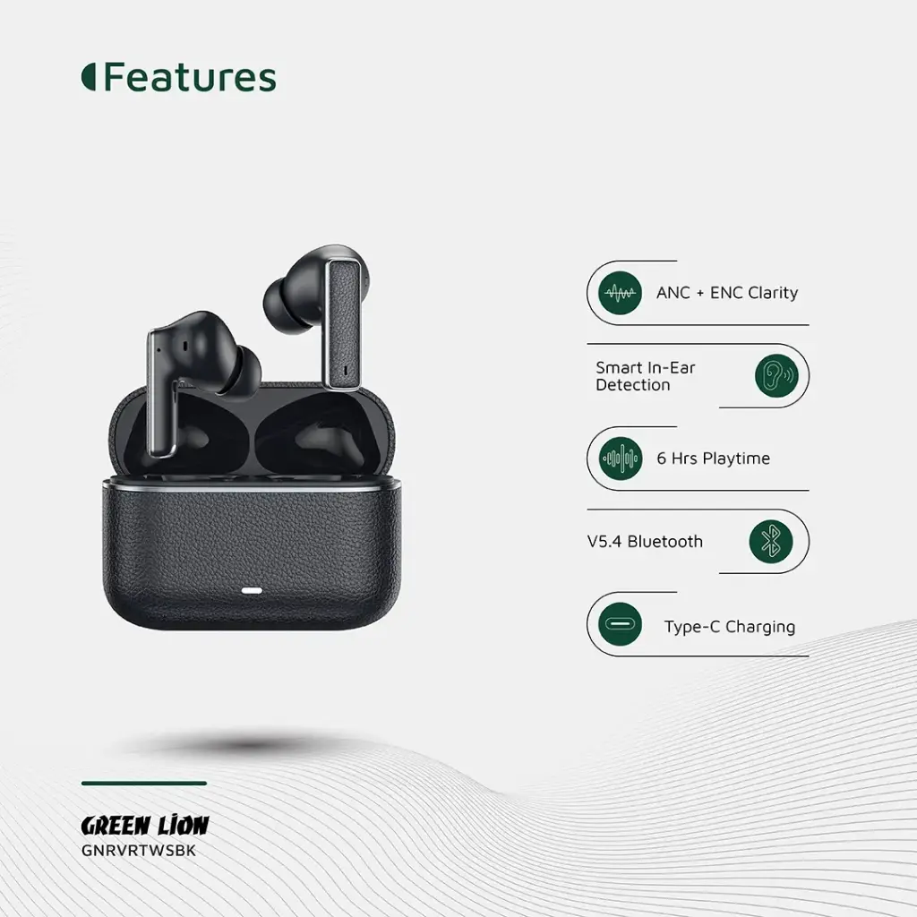 Green Lion River True Wireless Earbuds | Black - Silver - Gold - Image 2
