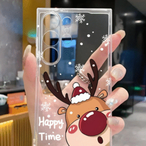 Christmas Deer & Snowflake Transparent Samsung Case