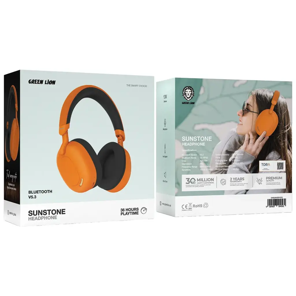 Green Lion Sunstone Headphone | Orange-Black - Image 2